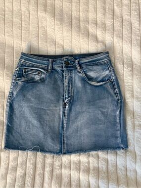 Washed Blue Denim Mini Skirt